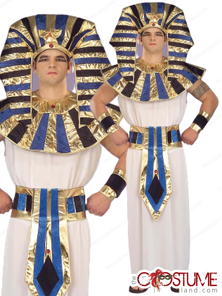 Pharaoh Egyptian King Super Tut Costume Mens Adult Tunic Headpiece King Party Ebay