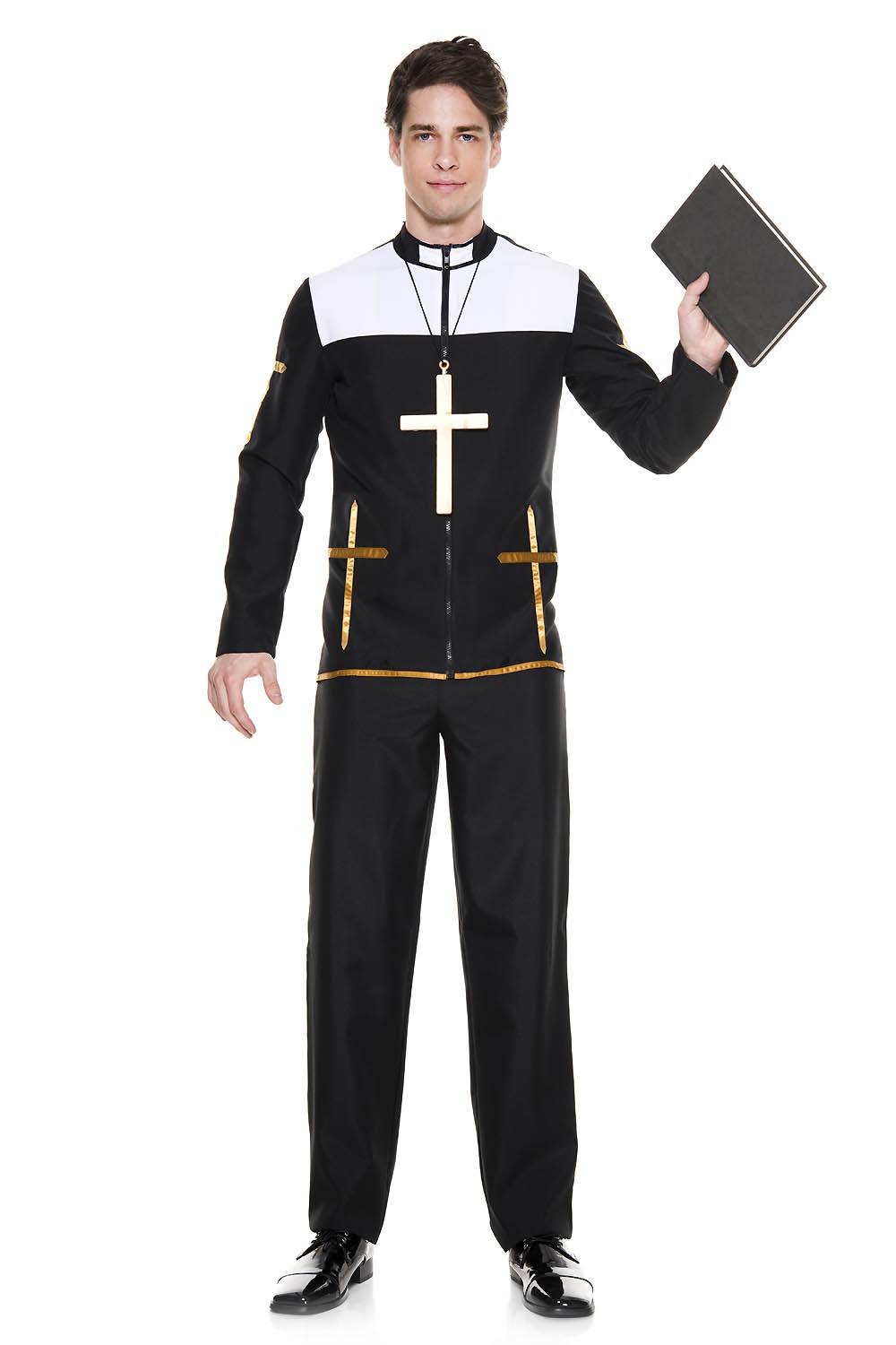 Congressional Preacher Men Costume Adult Halloween Outfit Priest Dress ...