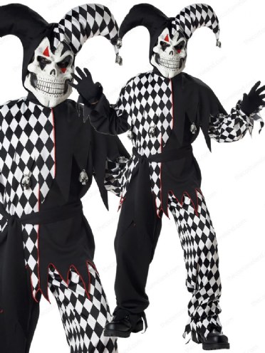 Evil Jester Boys Costume Kids Halloween Scary Child Dress Up Fancy ...